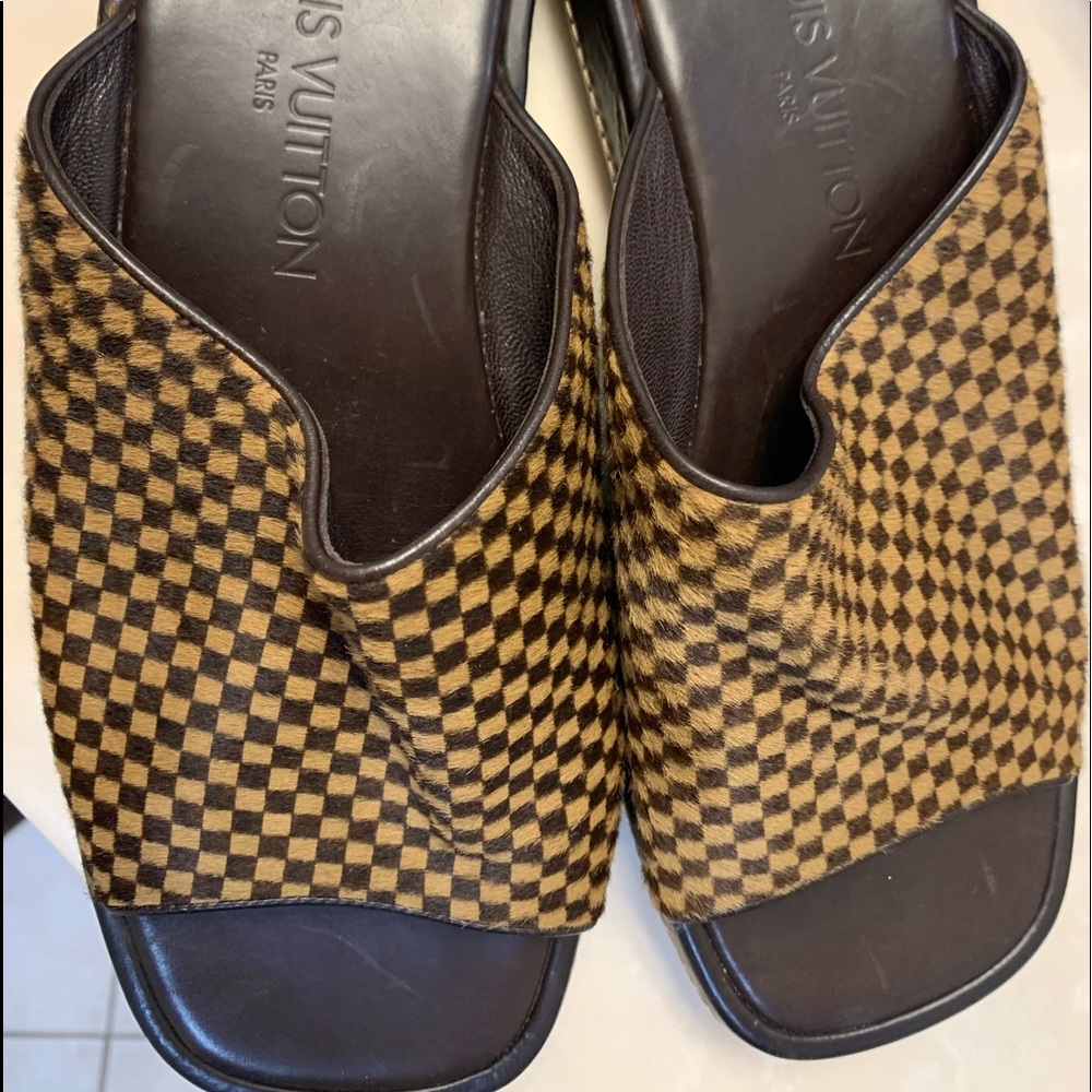 Louis Vuitton Leather Slides Damier with Calf Skin